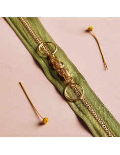 Dubbele ritssluiting Gold en Matcha Leaf 40 cm - Atelier Brunette