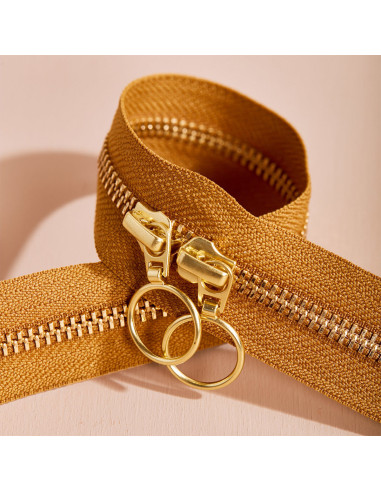 Dubbele schuifsluiting Gold en Ochre 40 cm - Atelier Brunette