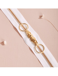 Dubbele schuifsluiting Gold en Off White 40 cm - Atelier Brunette