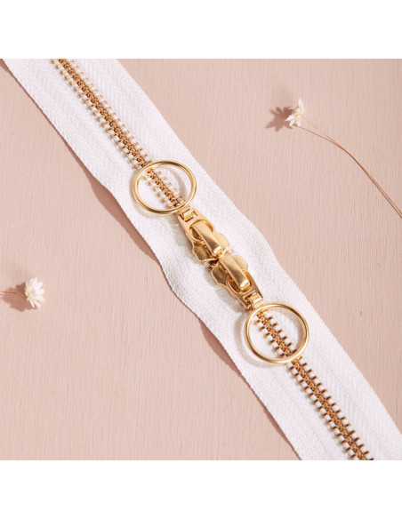 Dubbele schuifsluiting Gold en Off White 40 cm - Atelier Brunette