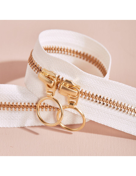 Dubbele schuifsluiting Gold en Off White 40 cm - Atelier Brunette