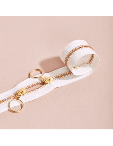 Dubbele schuifsluiting Gold en Off White 40 cm - Atelier Brunette