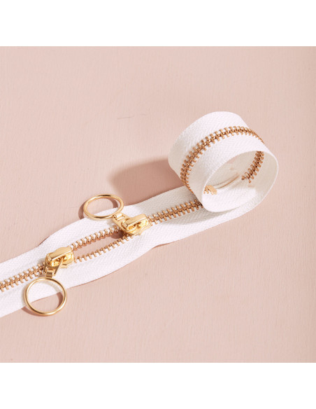 Dubbele schuifsluiting Gold en Off White 40 cm - Atelier Brunette