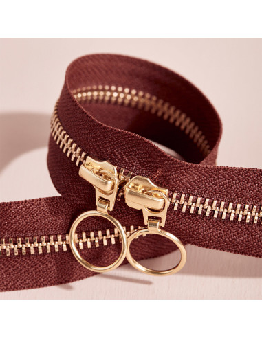Dubbele schuifsluiting Gold en Rust 40 cm - Atelier Brunette