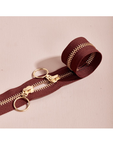 Dubbele schuifsluiting Gold en Rust 40 cm - Atelier Brunette