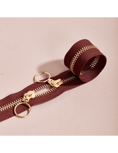 Dubbele schuifsluiting Gold en Rust 40 cm - Atelier Brunette