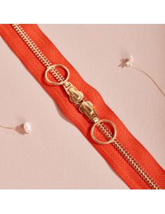Dubbele schuifsluiting Gold en Tangerine 40 cm - Atelier Brunette