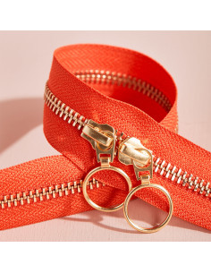 Dubbele schuifsluiting Gold en Tangerine 40 cm - Atelier Brunette 2