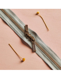 Dubbele ritssluiting Messing en Cedar 40 cm - Atelier Brunette