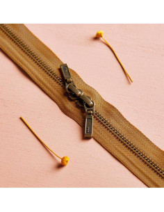 Dubbele ritssluiting Messing en Oker 40 cm - Atelier Brunette