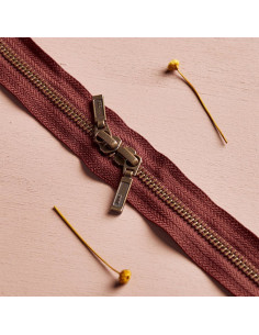 Dubbele schuifsluiting Messing en Roest 40 cm - Atelier Brunette