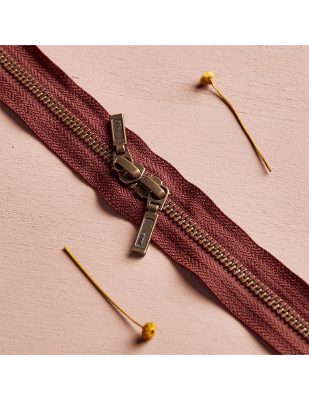 Dubbele schuifsluiting Messing en Roest 40 cm - Atelier Brunette