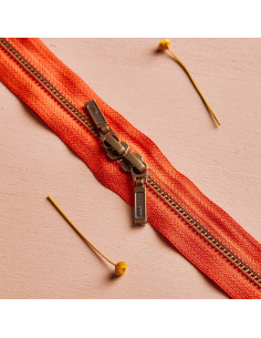 Dubbele ritssluiting Messing en Mandarijn 40 cm - Atelier Brunette
