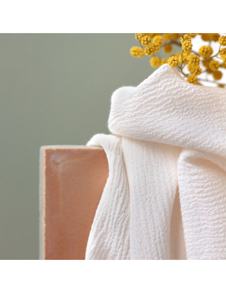 Marokkaanse crêpestof van viscose Off-White - La Maison Naïve