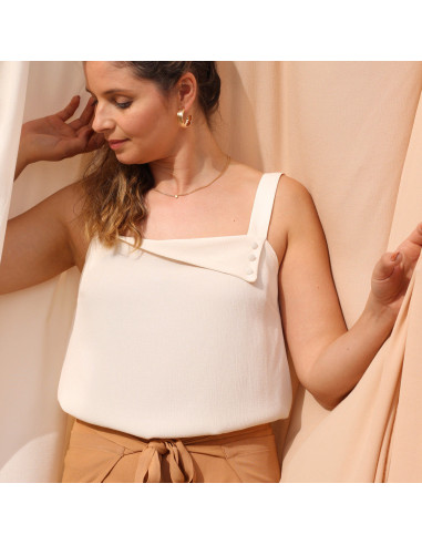 Marokkaanse crêpestof van viscose Off-White - La Maison Naïve