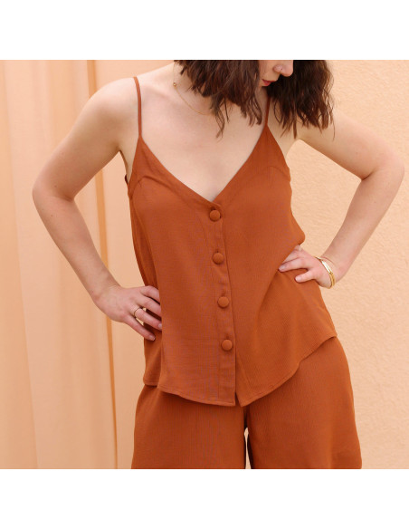 Marokkaanse crêpestof van kaneel viscose - La Maison Naïve