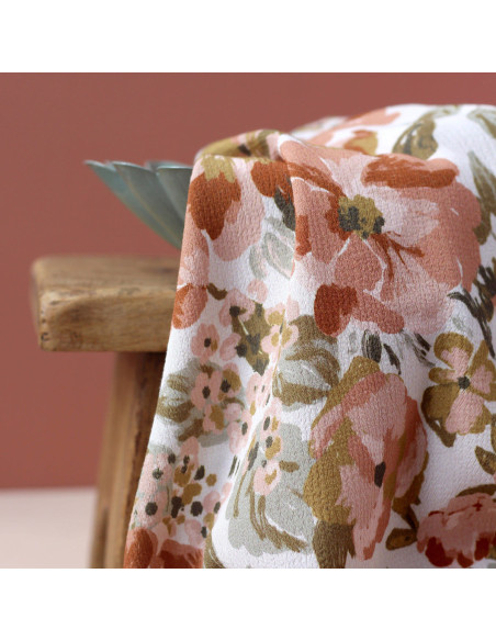 Marokkaanse crêpestof van viscose Off-white tuin - La Maison Naïve