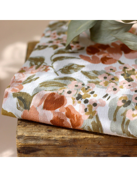 Marokkaanse crêpestof van viscose Off-white tuin - La Maison Naïve