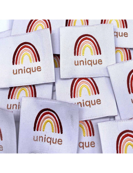 Set van 5 unieke geweven labels om op te naaien - Rood