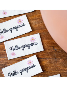 Set van 5 labels om op te naaien - Hello gorgeous