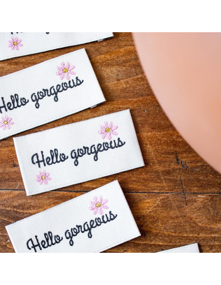 Set van 5 labels om op te naaien - Hello gorgeous