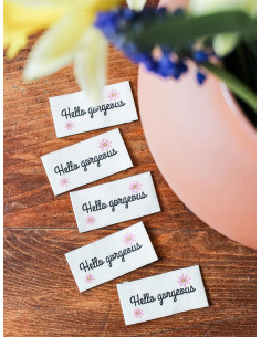 Set van 5 labels om op te naaien - Hello gorgeous 2