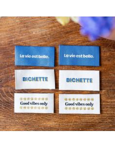 Set van 6 labels om op te naaien - Assortiment Good Vibes