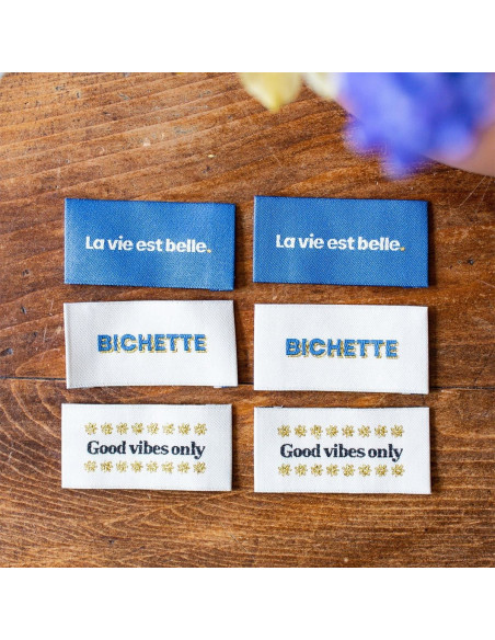 Set van 6 labels om op te naaien - Assortiment Good Vibes