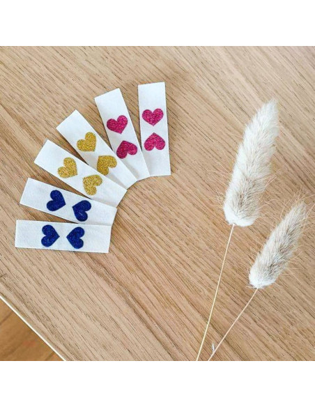 Set van 6 labels om op te naaien - Glinsterend hart