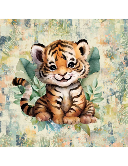 Lichte sweaterstof paneel 40 cm x 50 cm - Tropische tijger