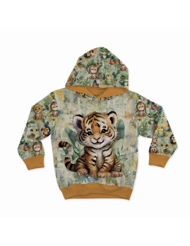 Lichte sweaterstof paneel 40 cm x 50 cm - Tropische tijger