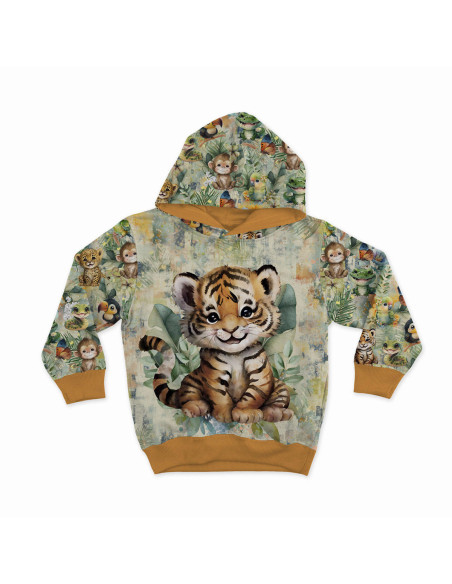 Lichte sweaterstof paneel 40 cm x 50 cm - Tropische tijger