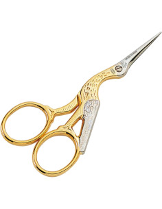 Ooievaar borduurschaar goud Premax 9 cm