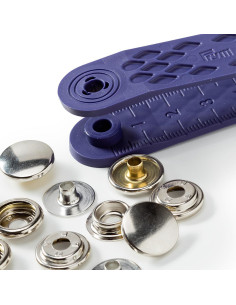 Doos met 10 sport camping drukknopen van nikkel met gereedschap 15 mm 2