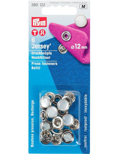Navulling van 6 parelmoeren jersey drukknopen 12 mm