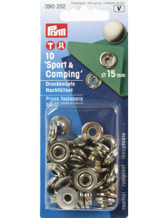Navulverpakking van 10 sport camping drukknoopjes Nikkel