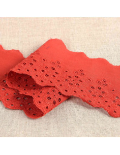 Broderie Anglaise bloemen geschulpt Lily - Rood