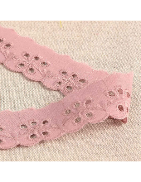 Broderie Anglaise bloemen festonrand Inaya - Oudroze