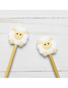 Breistoppers voor breinaalden - Witte schaap 2