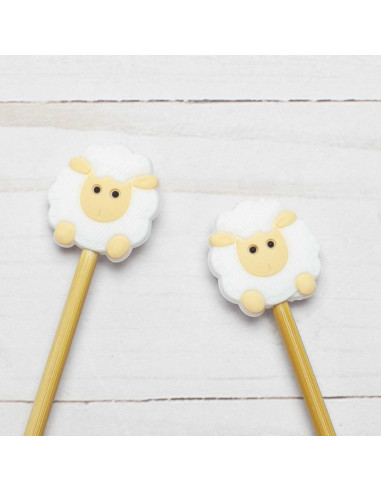 Breistoppers voor breinaalden - Witte schaap