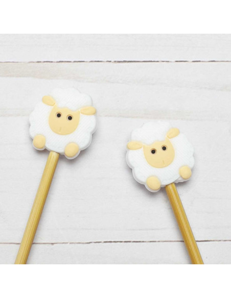 Breistoppers voor breinaalden - Witte schaap