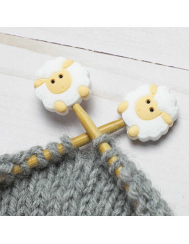 Breistoppers voor breinaalden - Witte schaap
