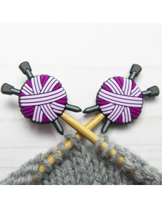 Stekenstoppers voor breinaalden - Roze bol wol