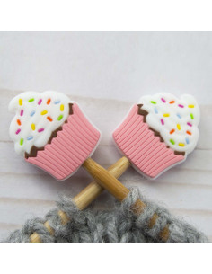 Roze cupcake stekenstoppers voor breinaalden
