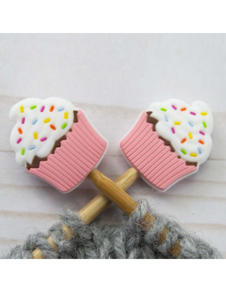 Roze cupcake stekenstoppers voor breinaalden