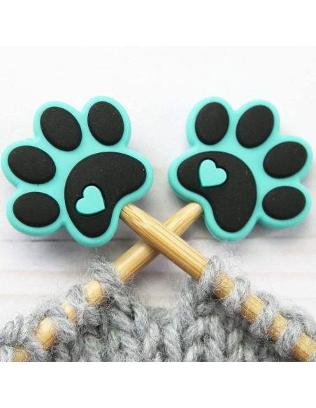 Breistoppers voor breinaalden - Turquoise afdrukken