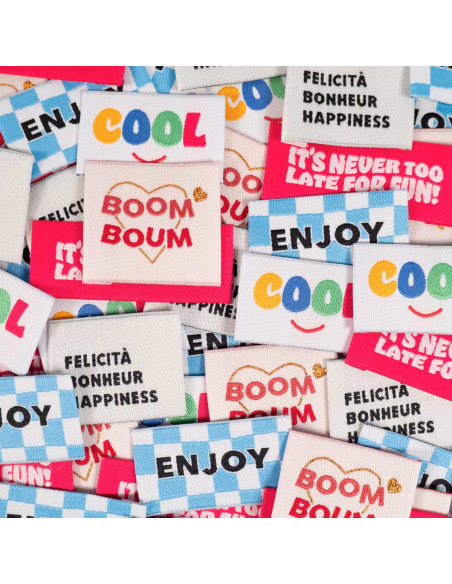 Set van 5 geweven labels - Party Assortiment