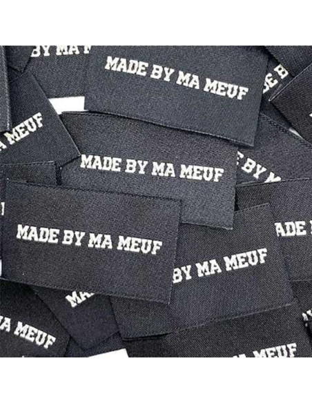 Set van 5 geweven labels om op te naaien Made By Ma Meuf