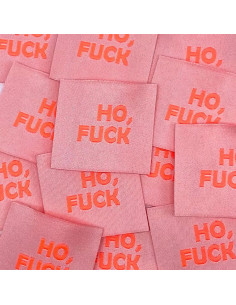 Set van 5 geweven labels om op te naaien Ho, Fuck