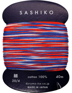 Daruma Kasuri sashiko-garen multicolor 3 kleuren 40 m